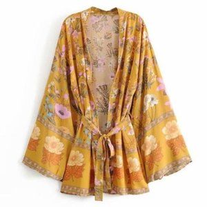 New Wild Bloom Boho Floral Swim Kimono Cover Up